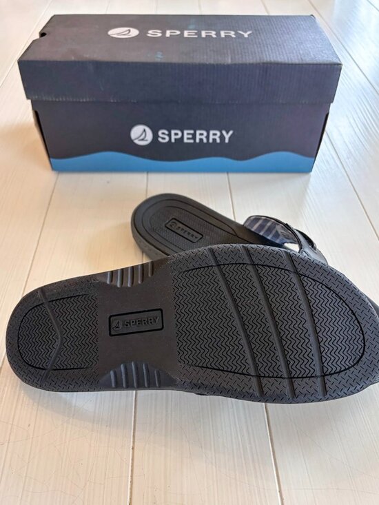 Sperry Boatfish Black Leather Sandal | Men\'s 10